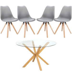 Mesa Redonda Warwick (120 cm) con 4 Sillas Tulip Nord