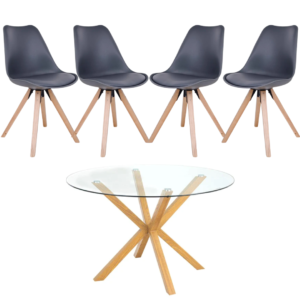 Mesa Redonda Warwick (100 cm) con 4 Sillas Tulip Nord