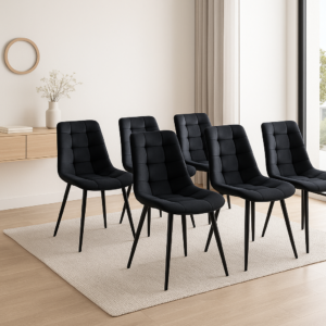 Pack X6 Sillas Silla Botón Black para Comedores