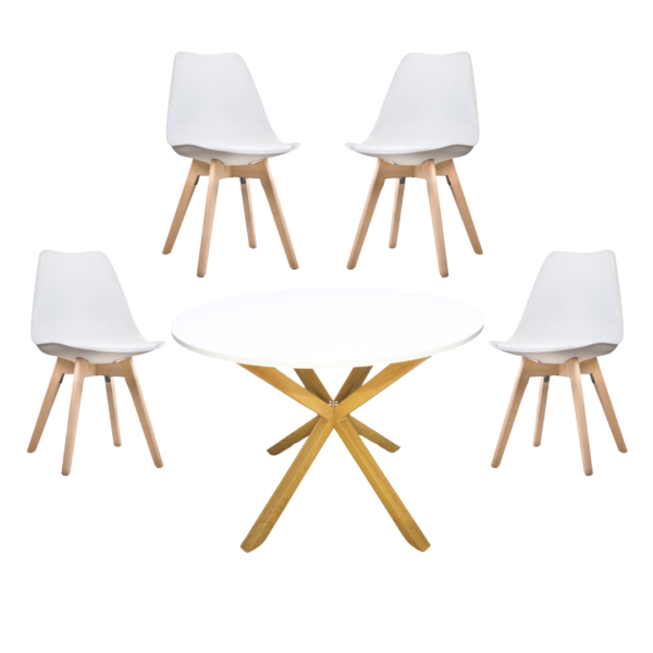 Comedor de mesa Warwick MDF Madera y sillas Tulip X4