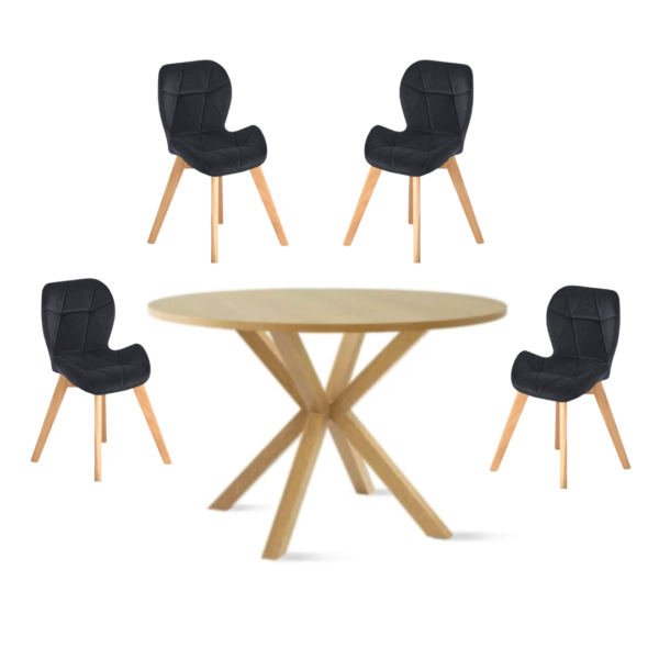 Mesa de comedor Warwick mdf Madera + 4 sillas Mariposa de felpa