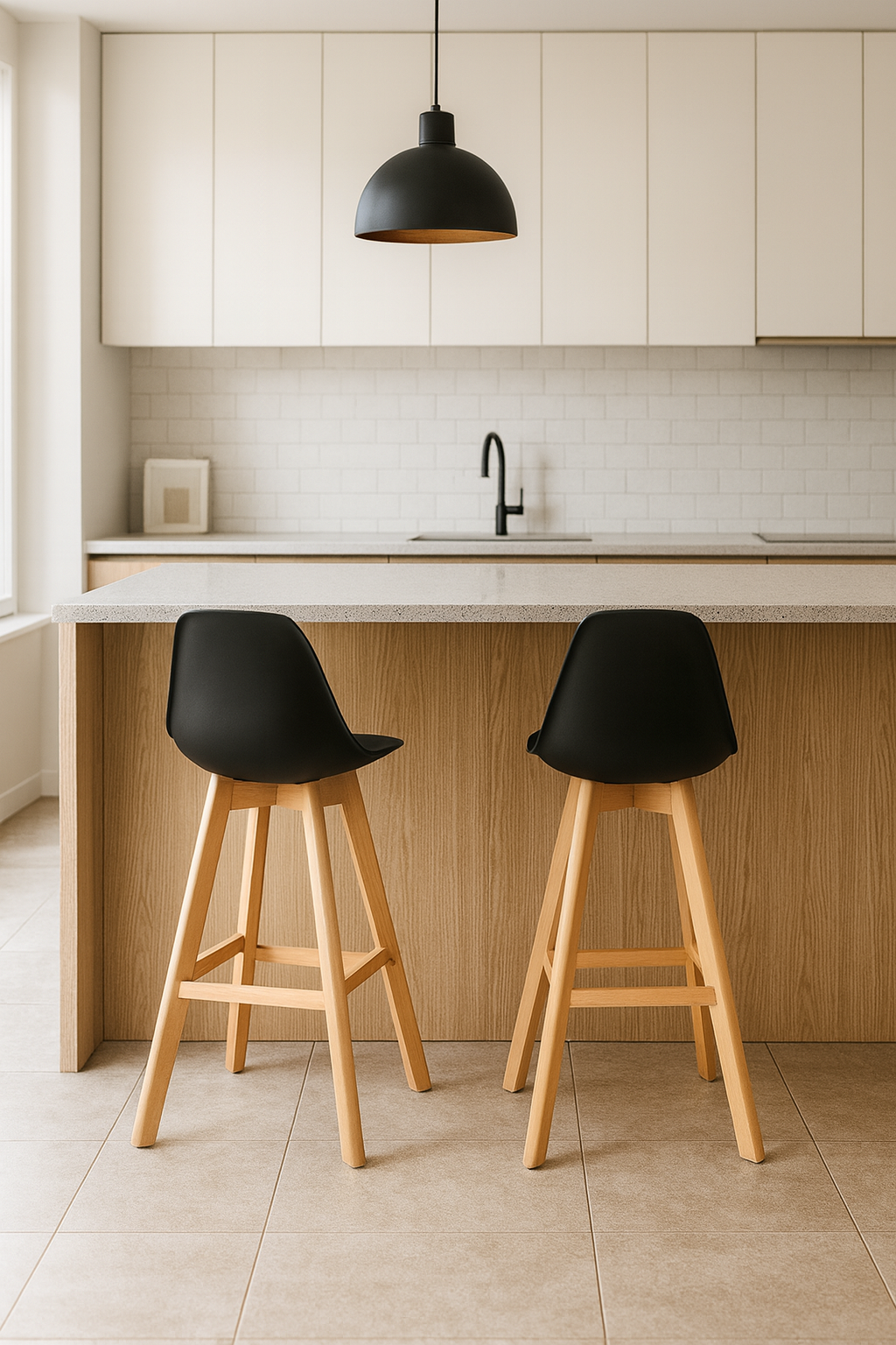 Taburete Tulip Pack X2 Terraza o Comedor (66cm Alto Asiento)