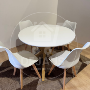 Set de Comedor 4 Personas – Mesa Warwick MDF Blanca + Silla Tulip