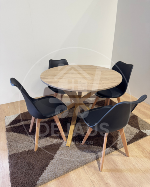 Set de Comedor 4P – Mesa Warwick MDF Madera + Silla Tulip