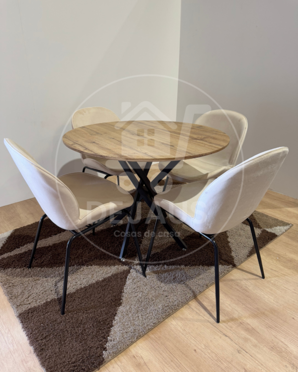 Set de Comedor 4P – Mesa Dubai Black MDF Madera + Silla Beetle