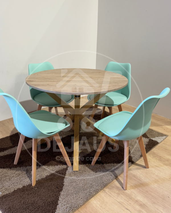 Set de Comedor 4P – Mesa Warwick MDF Madera + Silla Tulip