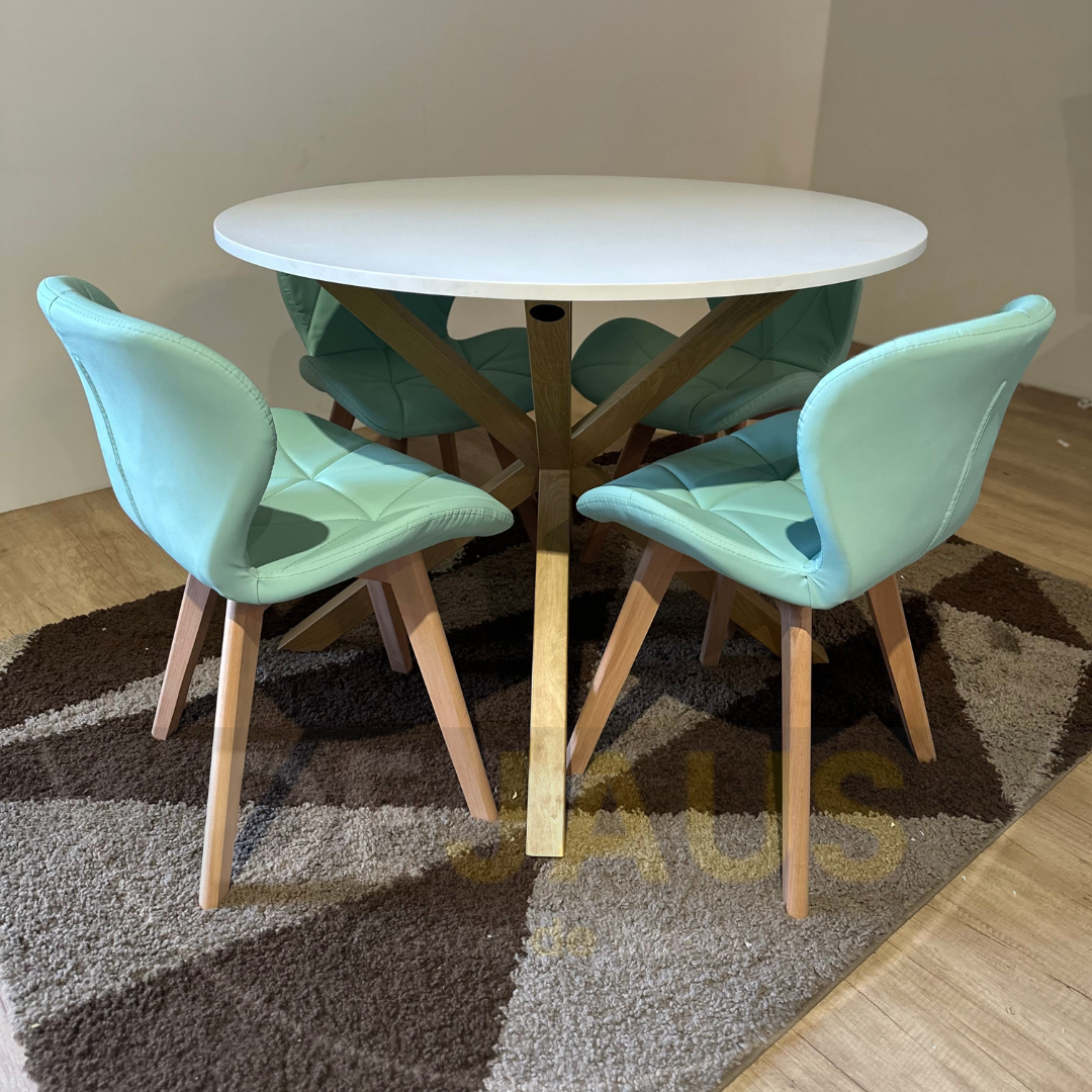 Mesa de comedor Warwick MDF + 4 Sillas Mariposa Felpa - Imagen 4