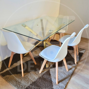 Mesa Warwick Gold Rectangular con 4 Sillas Tulip