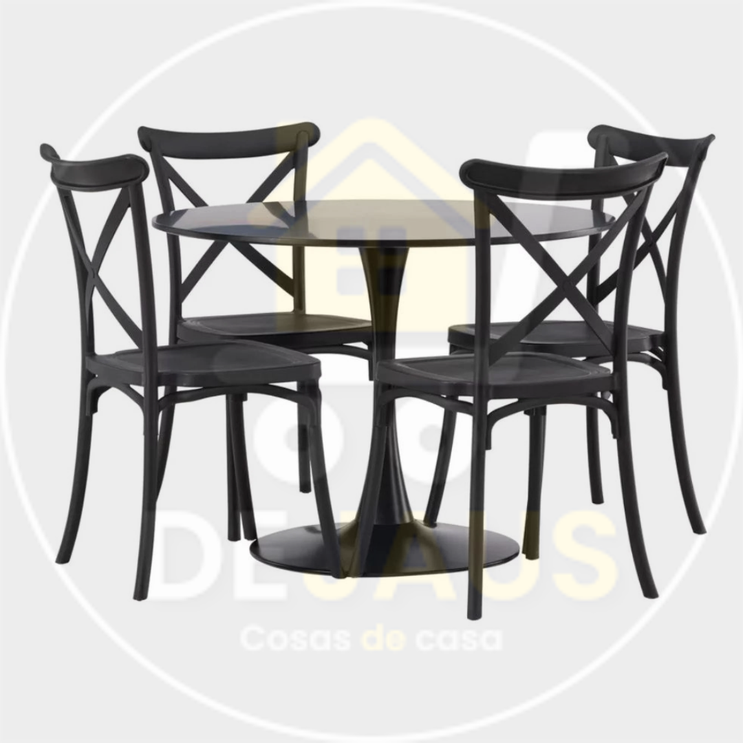 Comedor 4 Personas Mesa Tulip con Sillas Crossback Polipropileno - Imagen 2