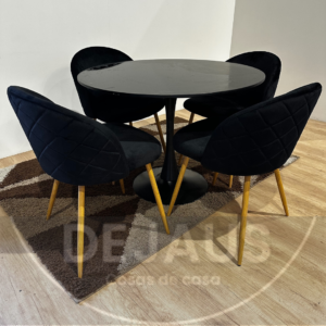 Mesa Tulip MDF con 4 Sillas Tokio Felpa