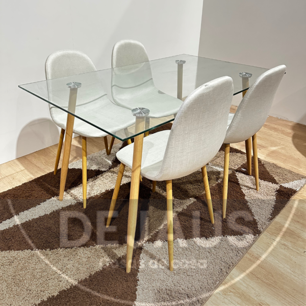 Comedor para 4 Personas Mesa Four con Sillas Milano Lino Wood