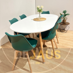 Mesa Expandible White con 6 Sillas Tulip