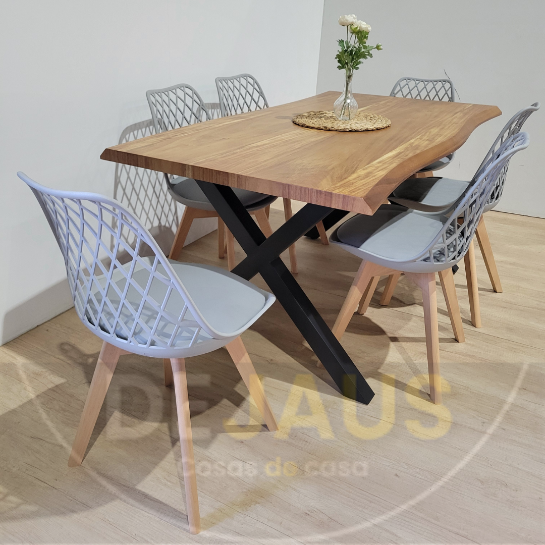 Mesa Rectangular Nordica X con 6 Sillas Tulip Mesh