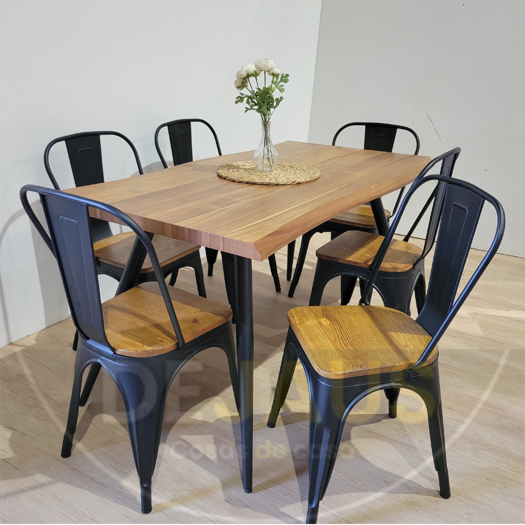 Mesa Rectangular Nordica con 6 Sillas Tolix Madera - Imagen 3