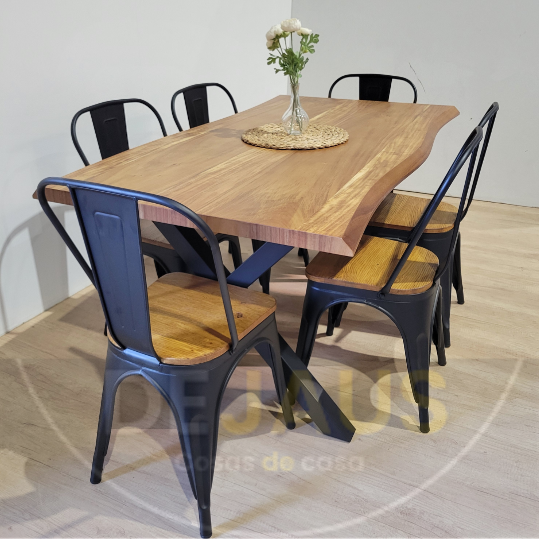 Mesa Rectangular Nordica X con 6 Sillas Tolix Madera - Imagen 2