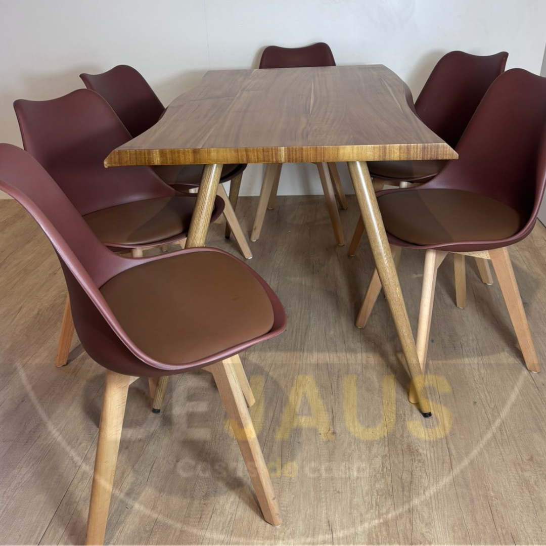 Mesa Rectangular Nordica madera con 6 Sillas Tulip - Imagen 2