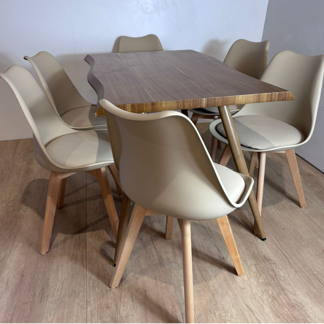 Mesa Rectangular Nordica madera con 6 Sillas Tulip - Imagen 4