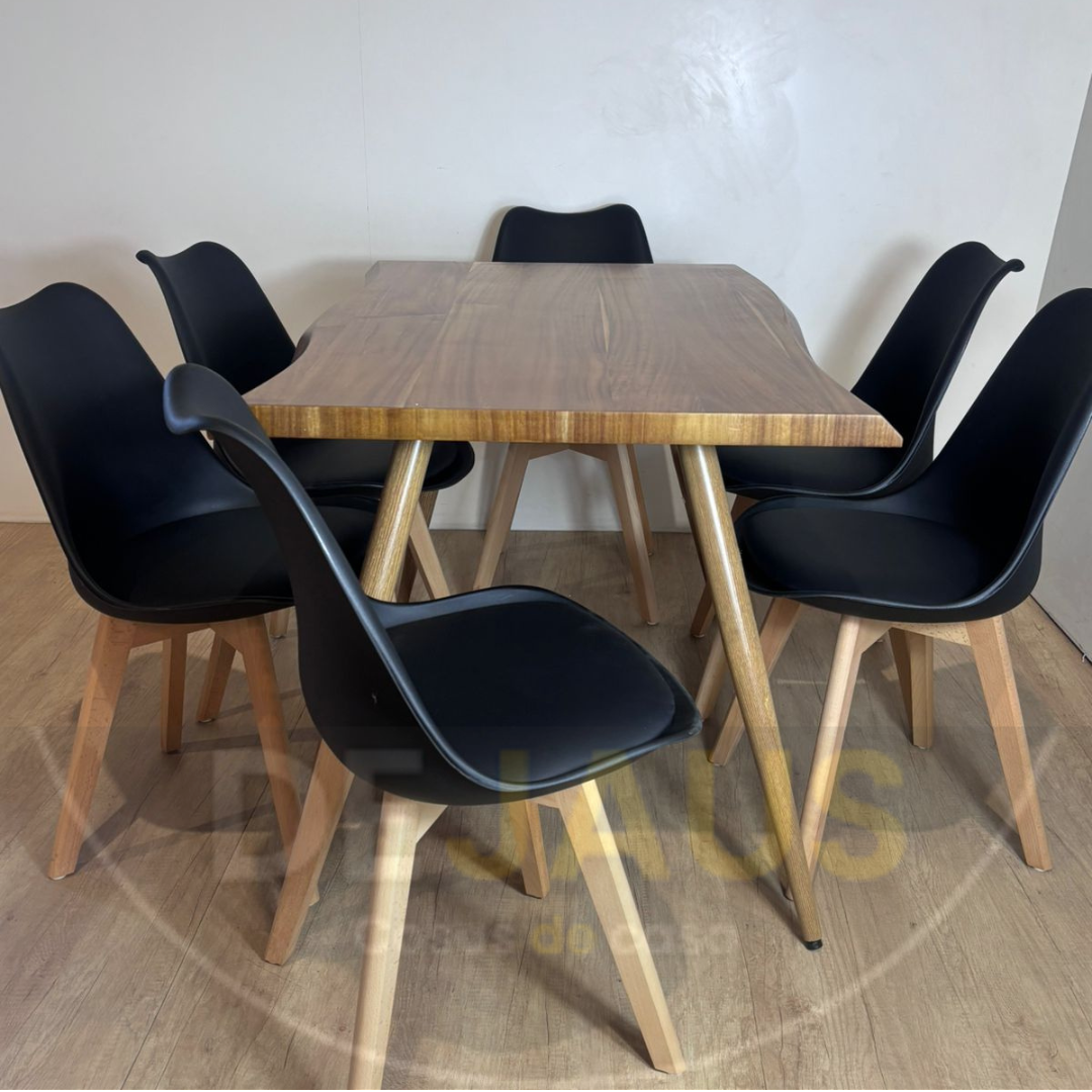 Mesa Rectangular Nordica madera con 6 Sillas Tulip - Imagen 5