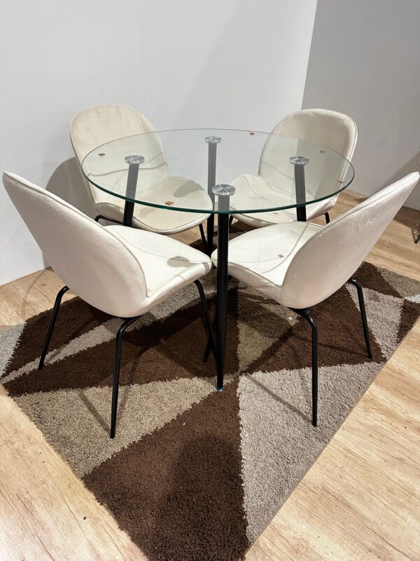 Mesa redonda Lyon Black con 4 sillas Beetle Felpa Black - Imagen 4