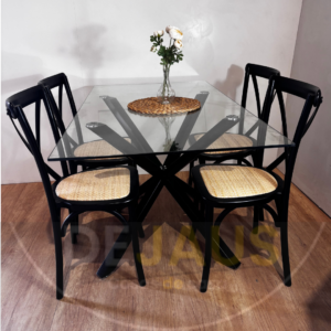 Mesa Warwick rectangular Black con 4 sillas Crossback Madera