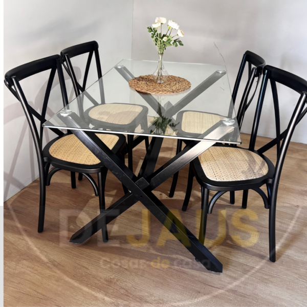 Mesa Medlock Black mas 4 Sillas Crossback Madera - Imagen 3