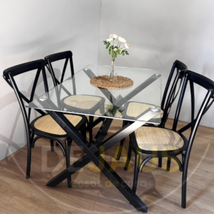 Mesa Medlock Black mas 4 Sillas Crossback Madera