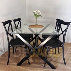 Mesa Medlock Black mas 4 Sillas Crossback Polipropileno