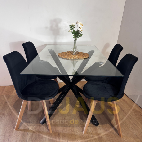 Mesa Warwick rectangular Black con 4 sillas Tulip - Imagen 3