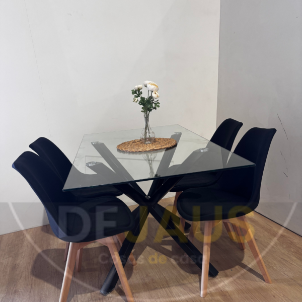 Mesa Warwick rectangular Black con 4 sillas Tulip - Imagen 2
