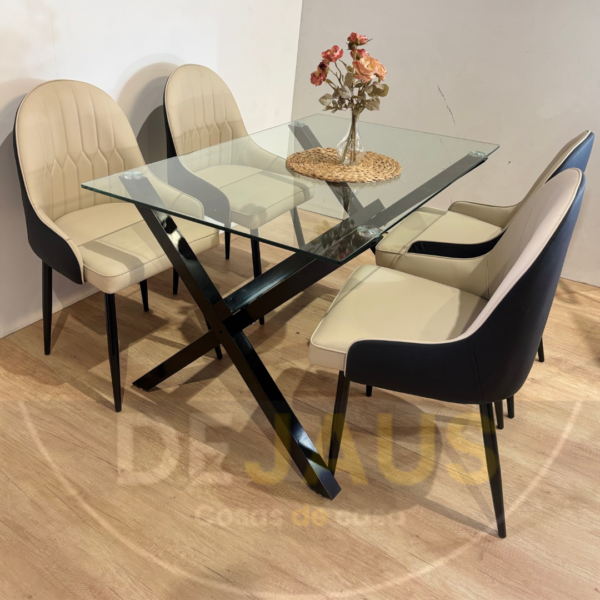 Mesa Medlock con 4 Sillas Royal PU Black - Imagen 3