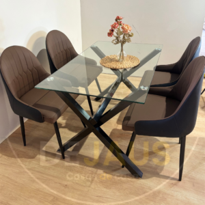 Mesa Medlock con 4 Sillas Royal PU Black