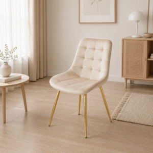 Silla Botón Felpa Gold