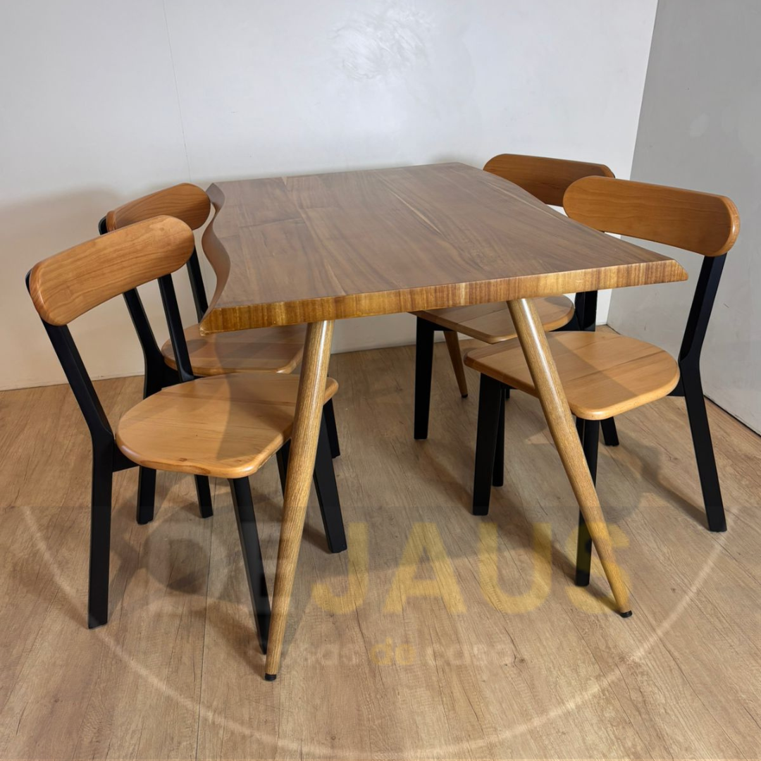 Mesa Rectangular Nordica Madera con 4 Sillas Fresno Madera
