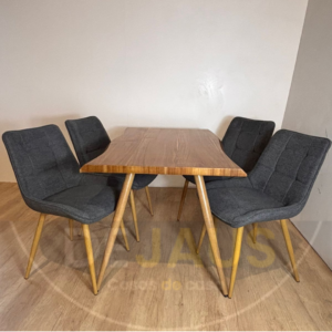 Mesa Rectangular Nordica Madera con 4 Sillas Tiffany Arpi Wood