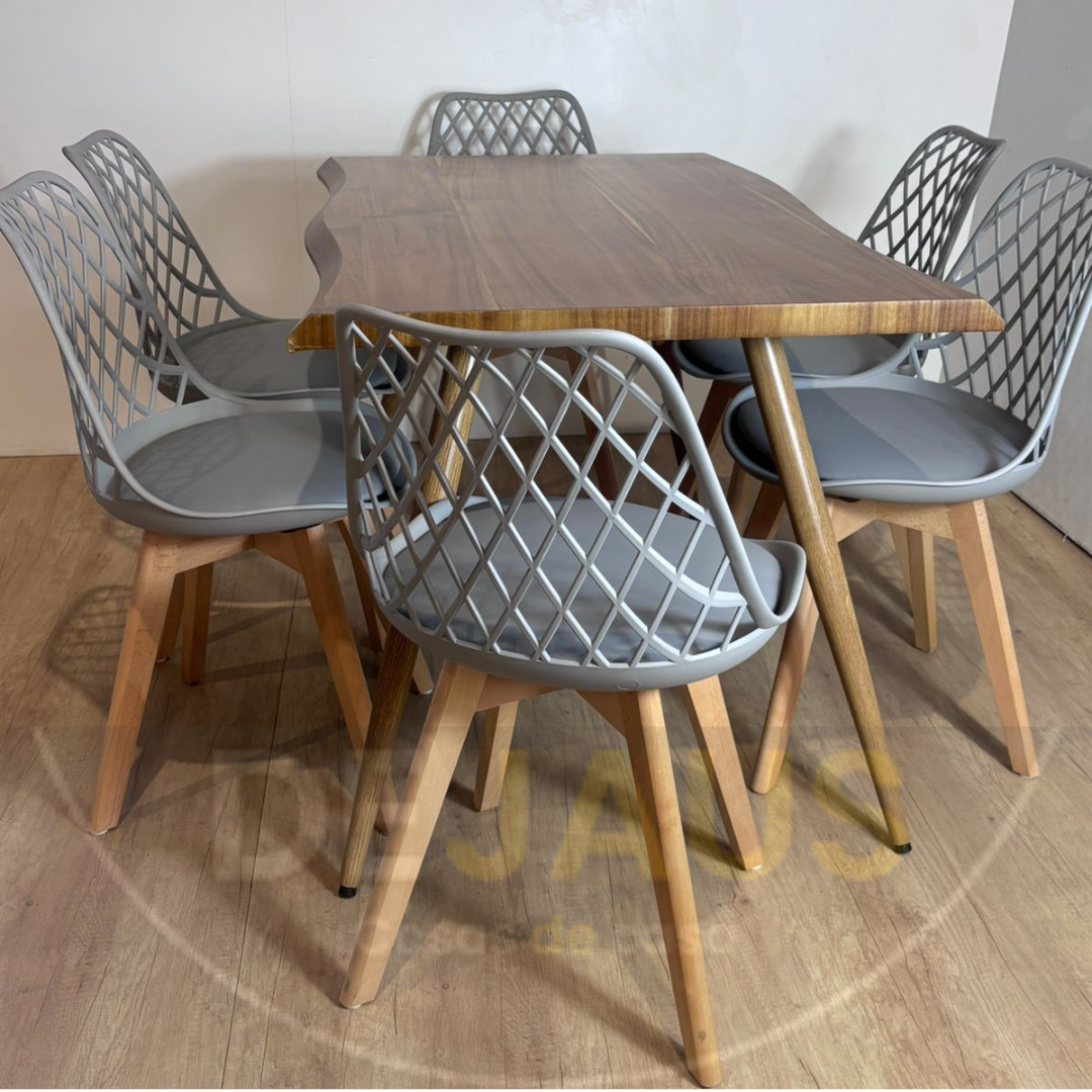 Mesa Rectangular Nordica Madera con 6 Sillas Tulip Mesh - Imagen 3