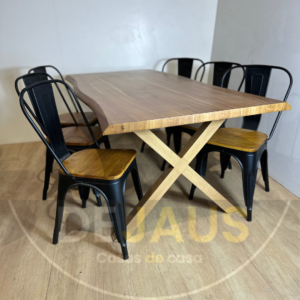 Mesa Rectangular Nordica X Madera con 6 Sillas Tolix Madera