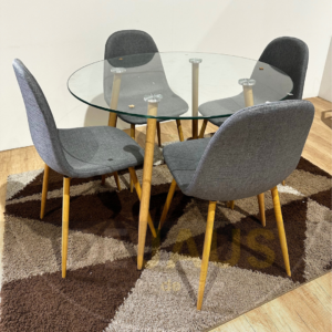 Mesa Lyon Wood con 4 Sillas Milano Lino