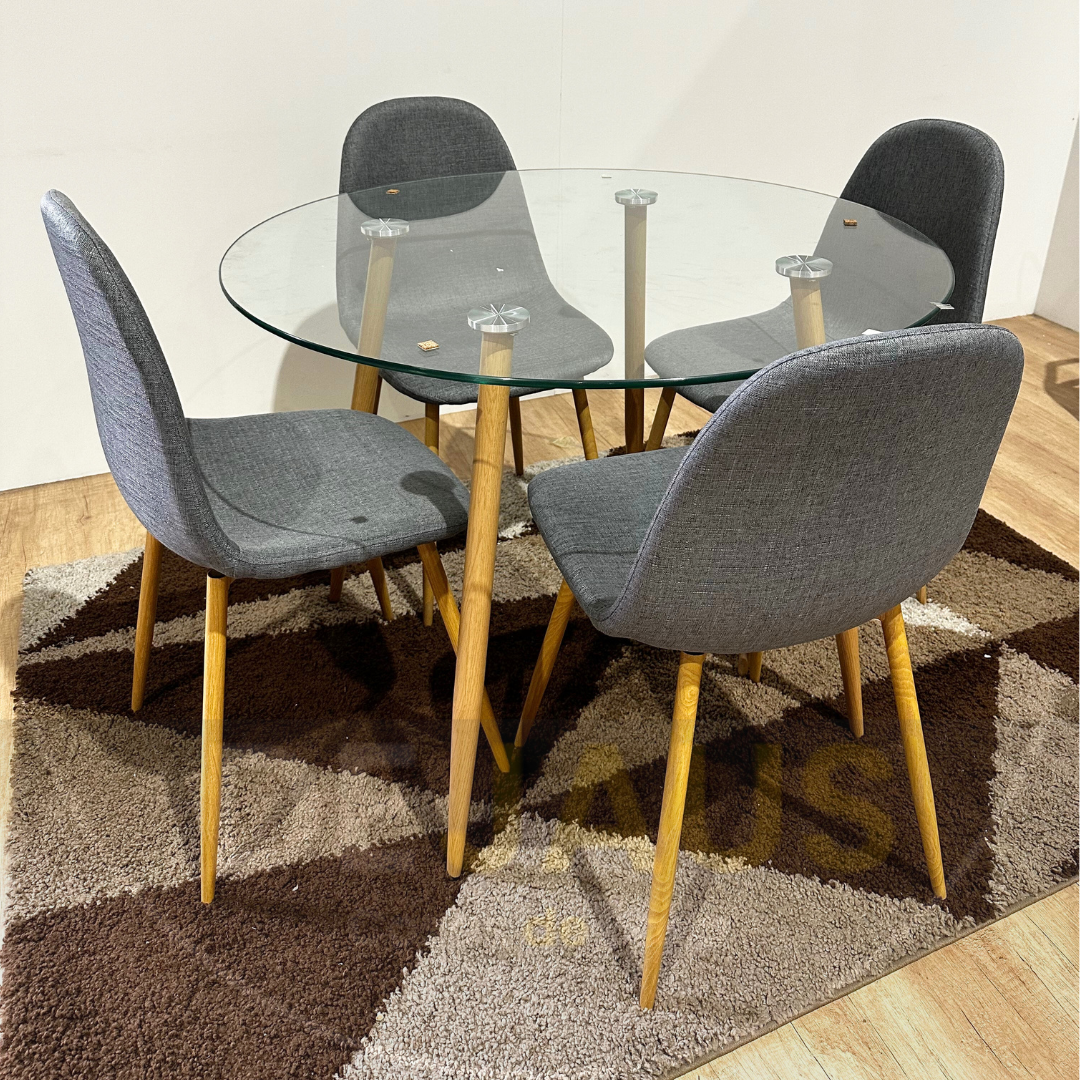 Mesa Lyon Wood con 4 Sillas Milano Lino