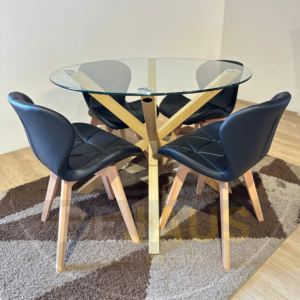 Mesa Warwick 100cm con 4 Sillas Mariposas Ecocuero