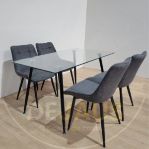 Mesa Lyon Rectangular con 4 Sillas Tiffany Black