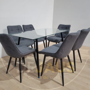 Mesa Lyon Rectangular con 6 Sillas Tiffany Black