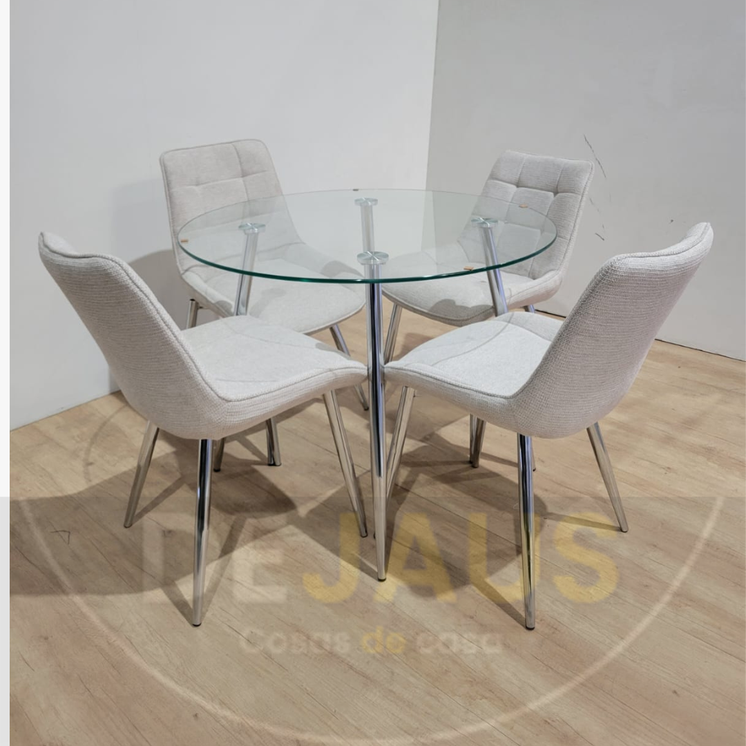 Mesa Lyon Silver con 4 Sillas Tiffany Silver - Imagen 3