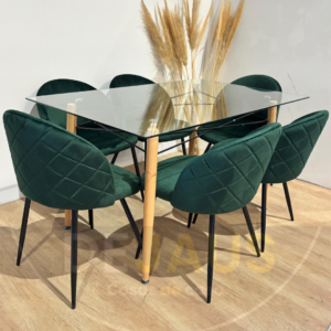 Comedor 6 personas Mesa Charles con Sillas Tokio Felpa Black