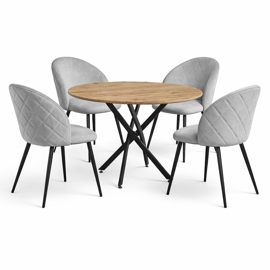 Mesa Dubai Black (Wood) con 4 sillas Tokio Felpa - Imagen 3