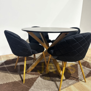 Mesa Warwick MDF con 4 Sillas Tokio Felpa Wood