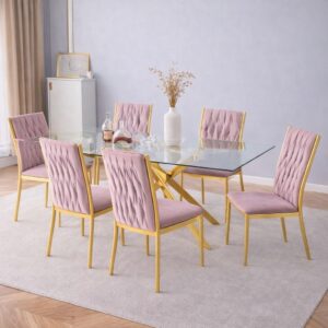 Mesa Dubai 140x80 cm con 6 Sillas Aura Gold