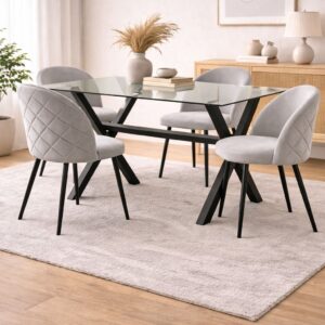 Comedor 4 personas mesa Medlock con Sillas Tokio Felpa Black