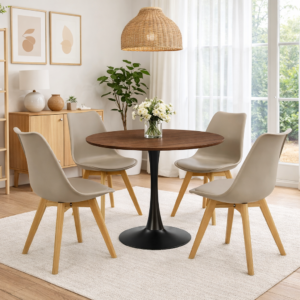 Mesa de Comedor Tulip Madera Negro con 4 Sillas Tulip