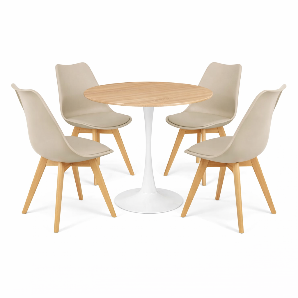 Mesa de Comedor Tulip Madera Blanca con 4 Sillas Tulip - Imagen 5
