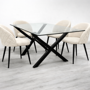 Comedor 4 personas mesa Medlock con Sillas Tokio Lino Black